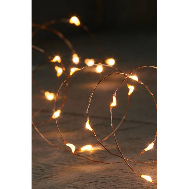 Decoratie stolp H25 cm- met draadverlichting koper -warm wit -100 leds - Decoratieve stolpen