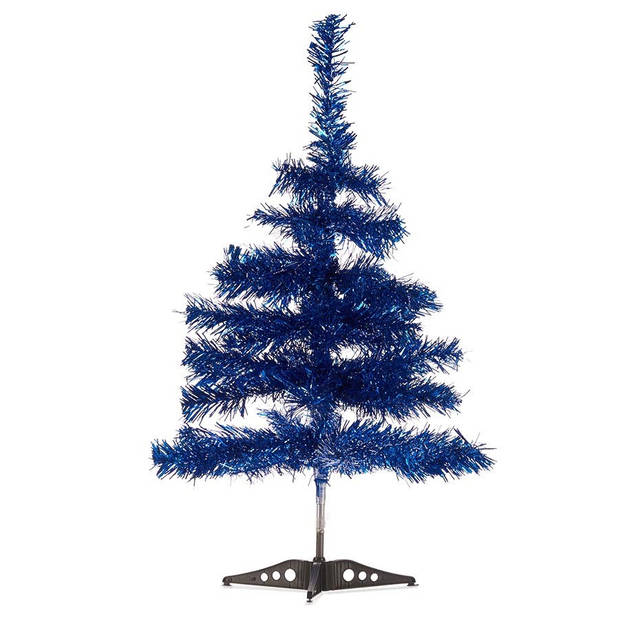 Set van 4x kleine glitter folie kerstbomen 60 cm - Diverse kleuren - Kunstkerstboom