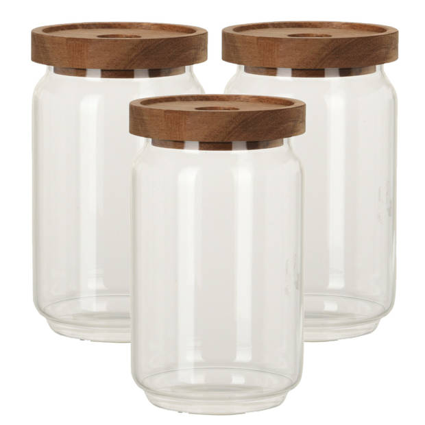 Set van 3x stuks glazen luxe keuken voorraadpot/voorraadbus 700 ml - Voorraadpot