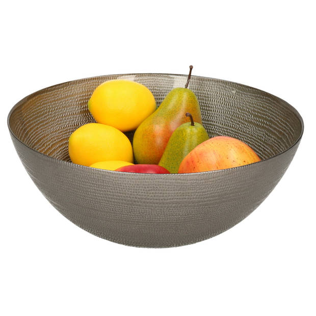 Decoratie schaal/fruitschaal van glas zilver rond D28 x H11,5 cm - Fruitschalen