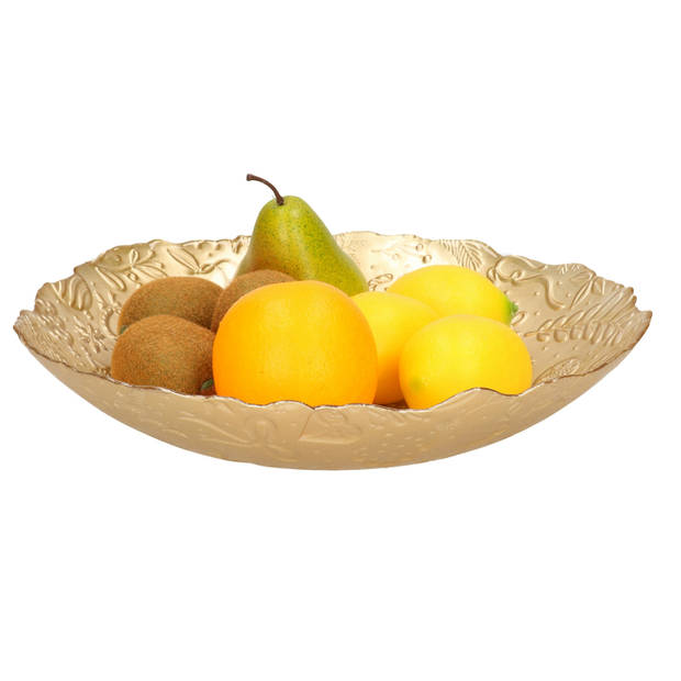 Decoratie schaal/fruitschaal van glas goud rond D30 x H6 cm - Schalen