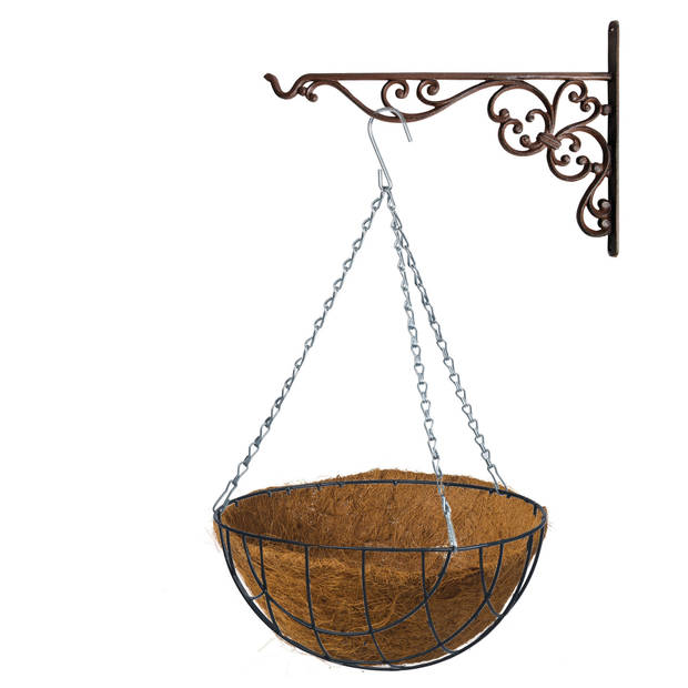 Hanging basket 30 cm met ijzeren muurhaak en kokos inlegvel - Plantenbakken