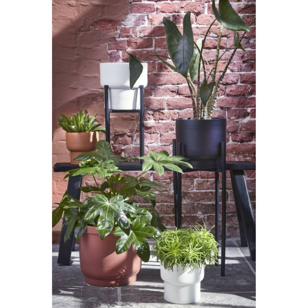 Mica Decorations - bloempot plantenstandaard/verhoger - zwart - H71 x B32 cm - Plantenstandaarden