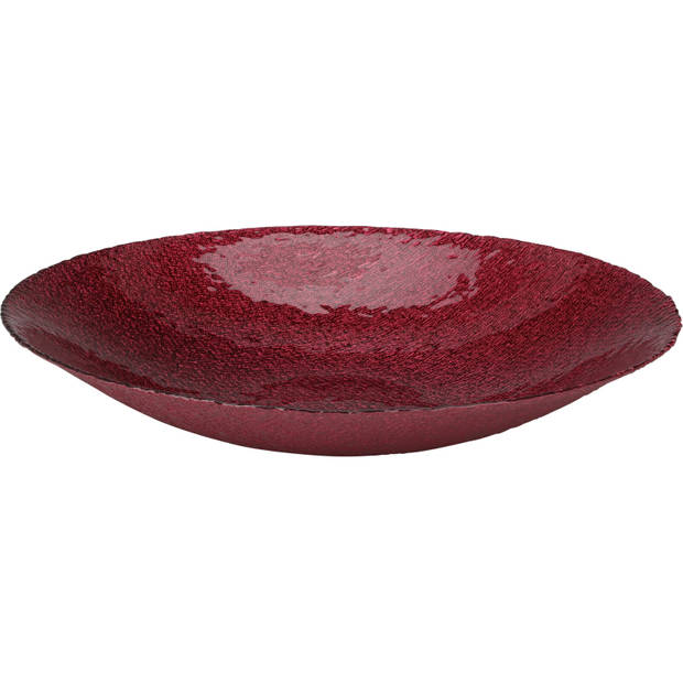 Decoratie schaal/fruitschaal van glas rood rond D40 x H7 cm - Fruitschalen