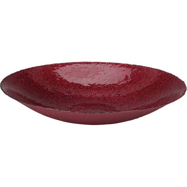 2x stuks glazen decoratie schalen/fruitschalen rood rond D40 x H7 cm - Fruitschalen