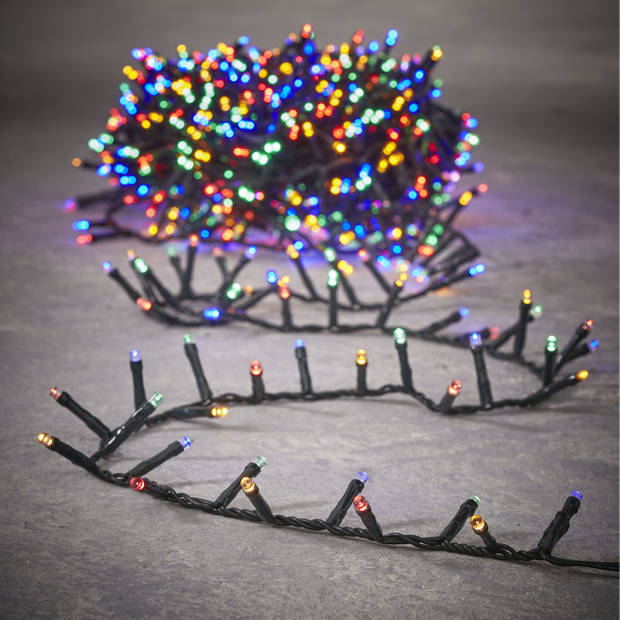 Luca Lighting kerstverlichting 2x stuks lichtsnoeren gekleurd 16 m - Kerstverlichting kerstboom