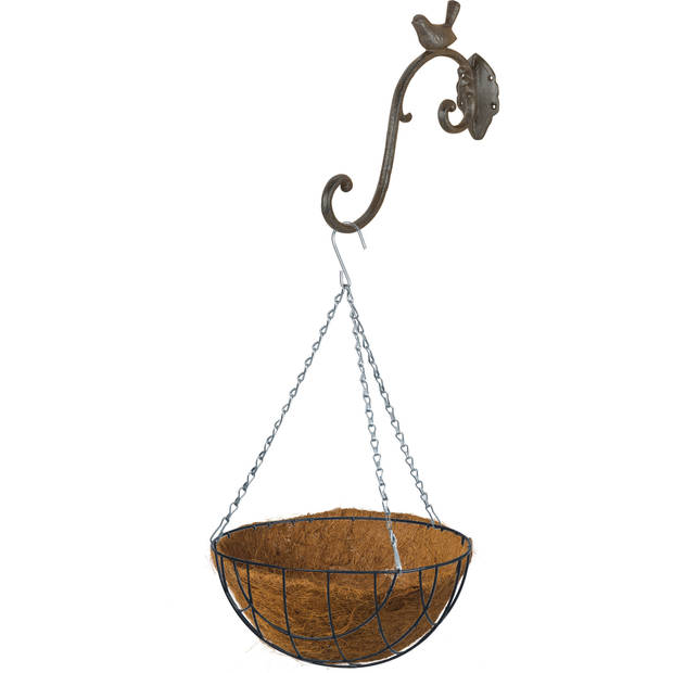 Hanging basket 30 cm met ijzeren muurhaak en kokos inlegvel - Plantenbakken