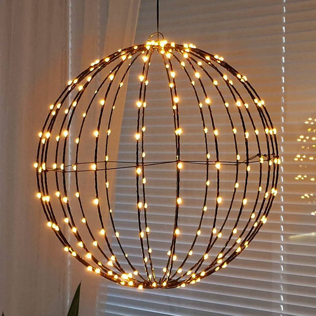 Metalen lichtbol/verlichte decoratie bol met warm wit licht 50 cm - kerstverlichting figuur