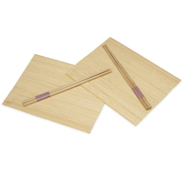 Kinvara Sushi placemats en eetstokjes - 2 personen - beige - Placemats