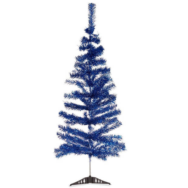 2x stuks kleine ijsblauwe kerstbomen van 120 cm - Kunstkerstboom