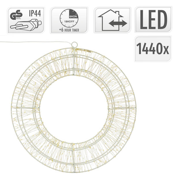 Metalen krans/verlichte decoratie ring met warm wit licht 50 cm - kerstverlichting figuur