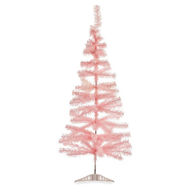 2x stuks kleine lichtroze kerstbomen van 120 cm - Kunstkerstboom
