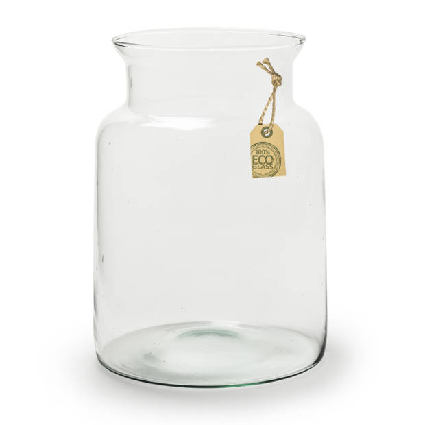 Transparante melkbus vaas 2x van eco glas 19 x 25 cm - Vazen