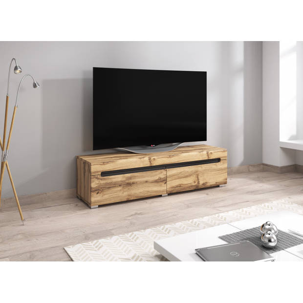 TV kast TV meubel Taylor design 140 cm bruin houtstructuur