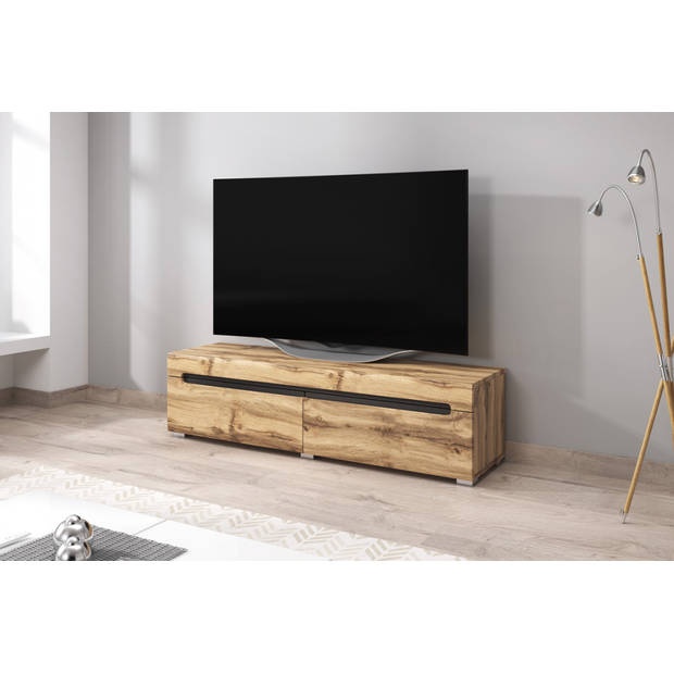 TV kast TV meubel Taylor design 140 cm bruin houtstructuur