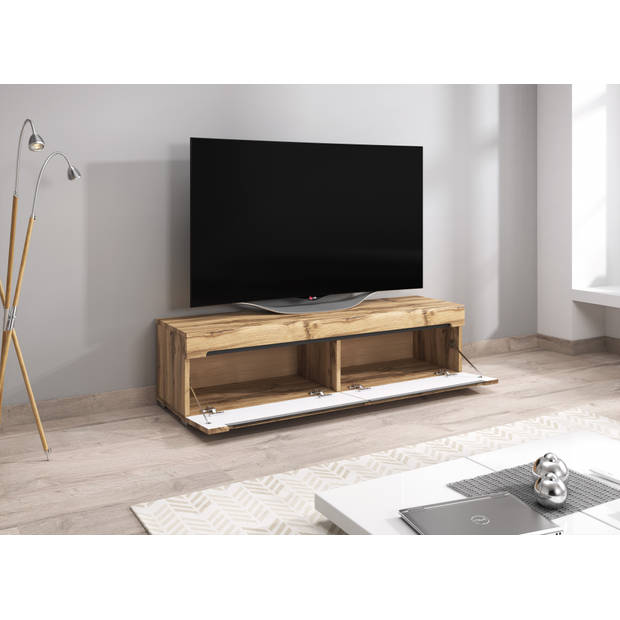 TV kast TV meubel Taylor design 140 cm bruin houtstructuur