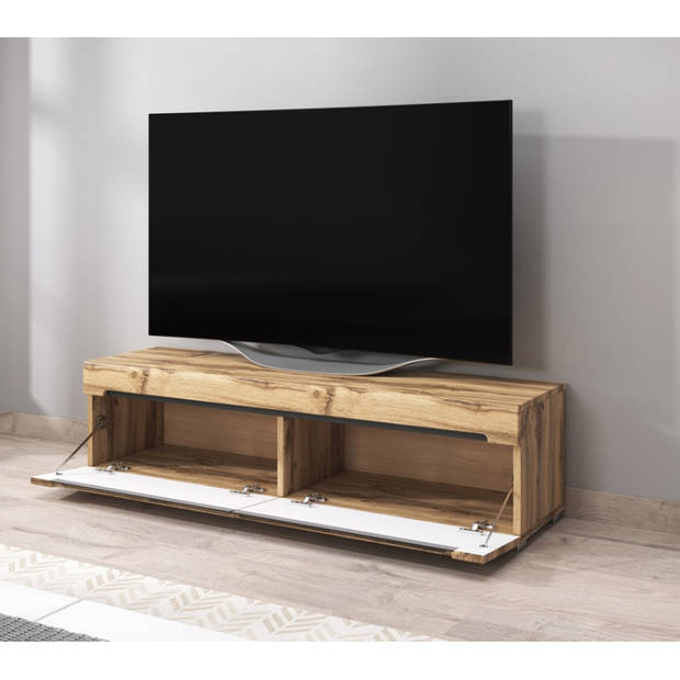 TV kast TV meubel Taylor design 140 cm bruin houtstructuur