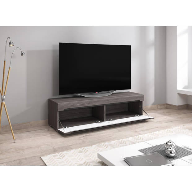 TV kast TV meubel Taylor design 140 cm donkergrijs houtstructuur