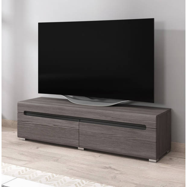 TV kast TV meubel Taylor design 140 cm donkergrijs houtstructuur