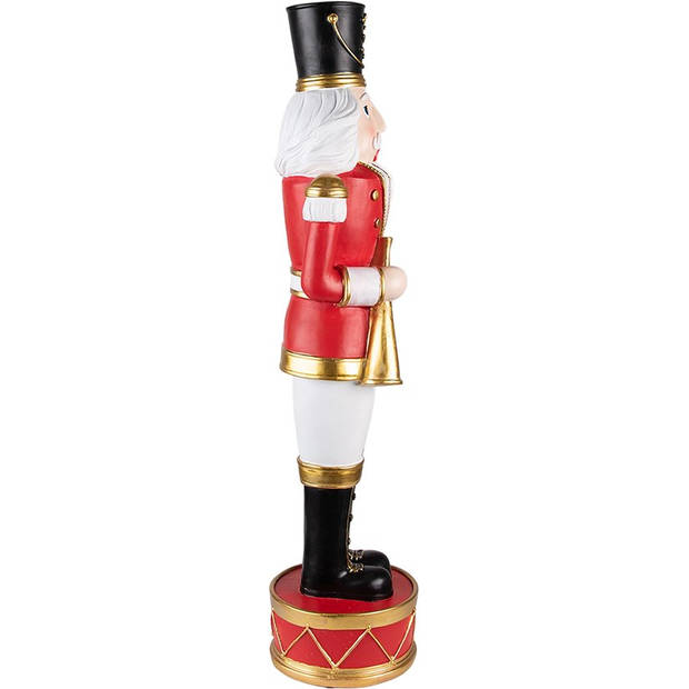 Clayre & Eef Beeld Notenkraker 82 cm Rood Wit Steen Kerstdecoratie Rood Kerstdecoratie