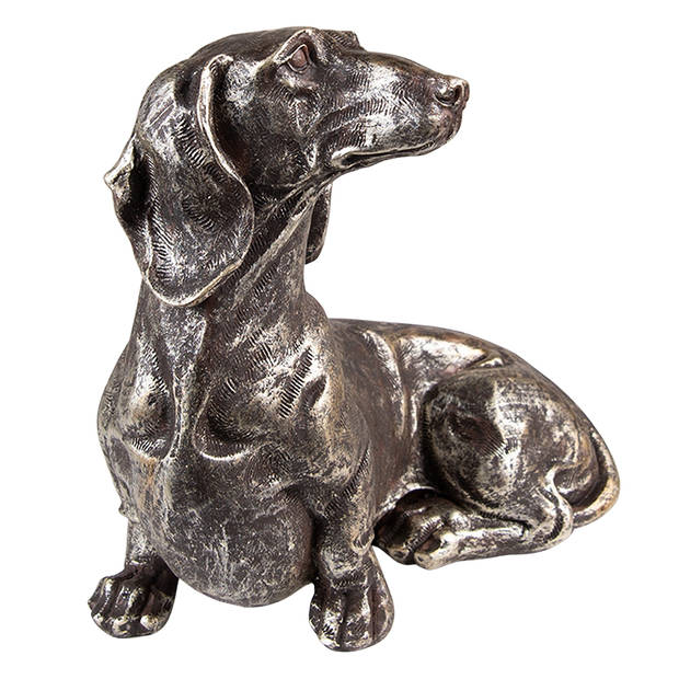 Clayre & Eef Decoratie beeld hond Hond 23 cm Zilverkleurig Polyresin Woonaccessoires Zilverkleurig Woonaccessoires