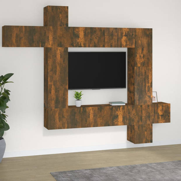 The Living Store Tv-meubelset Gerookt Eiken - Modulair Design - Diverse Afmetingen - Hoogwaardig Bewerkt Hout