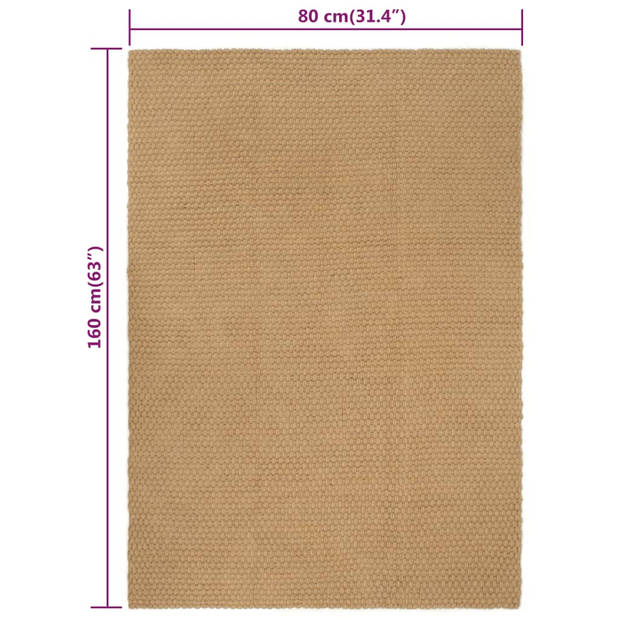 vidaXL Vloerkleed rechthoekig 80x160 cm jute naturel