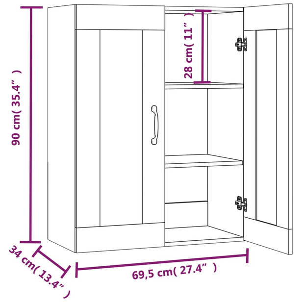 vidaXL Hangkast 69,5x34x90 cm sonoma eikenkleurig