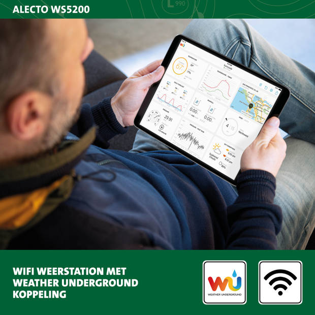 Professioneel 6 in 1 wifi weerstation met app Alecto Wit-Zwart