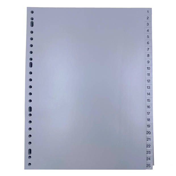 DULA Tabbladen plastic 1 tot 100 - Genummerd - A4 - Grijs - 23 gaten - PP