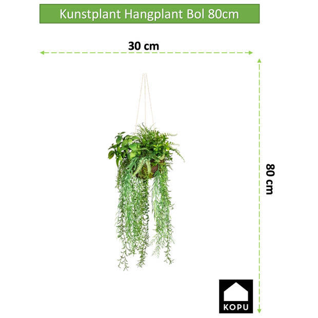 Kopu® kunstplant BOL met diverse hangplanten 80 cm - Groen