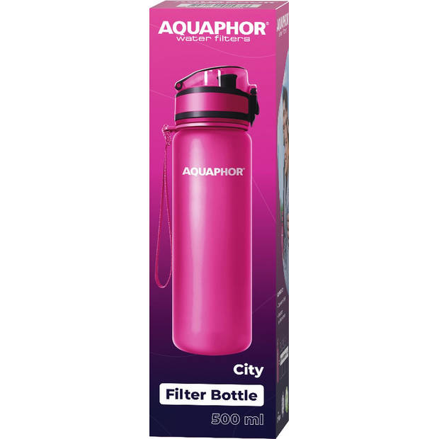 Aquaphor City Drinkfles met waterfilter Roze (Capaciteit wisselfilter 150L)