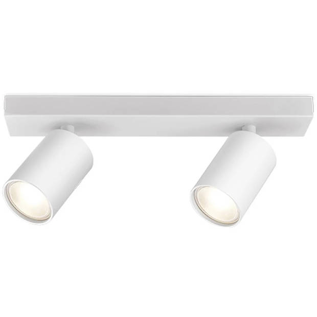 LED Plafondspot - Brinton Betin - GU10 Fitting - 2-lichts - Rond - Mat Wit - Kantelbaar - Aluminium - Philips - CorePro