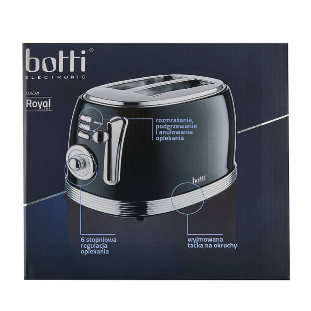 Botti Royal Line 3 in 1 professionele broodrooster 850W zwart roosterinstelling met 6 standen