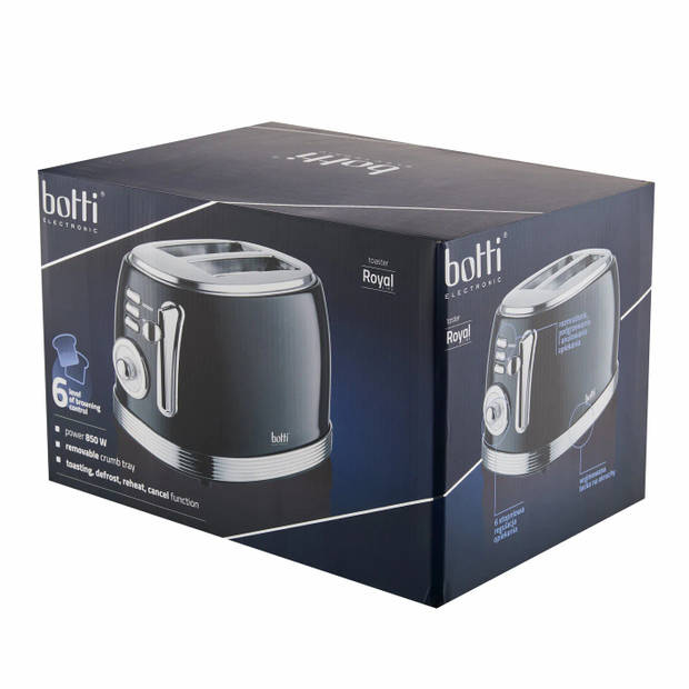 Botti Royal Line 3 in 1 professionele broodrooster 850W zwart roosterinstelling met 6 standen