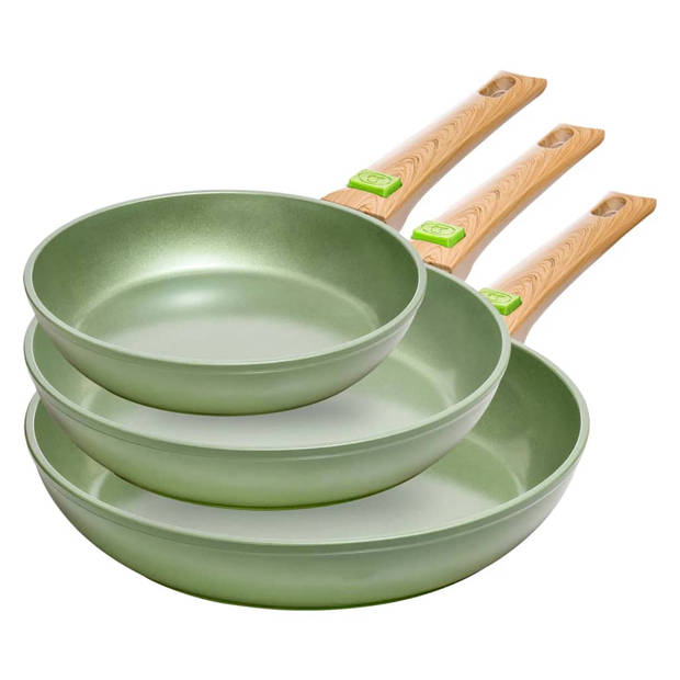 Just Vegan RVS ECO koekenpan 24 cm, plantaardige anti-aanbaklaag , afneembaar handvat