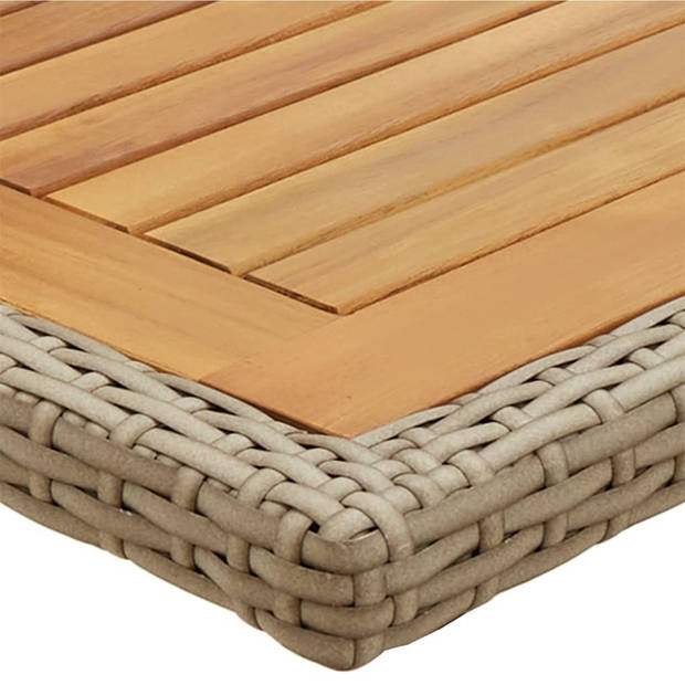 vidaXL Tuintafel massief acaciahout en poly rattan beige