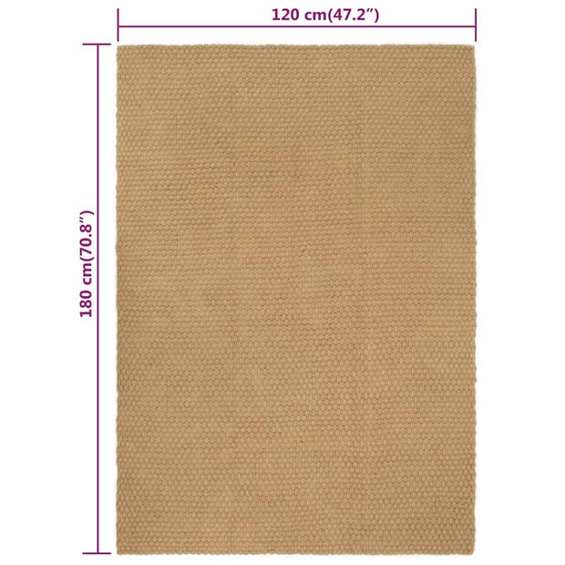 The Living Store Jute tapijt - 120 x 180 cm - Natuurlijk jutetint - 2x2 breipatroon - 2.200 g/m²