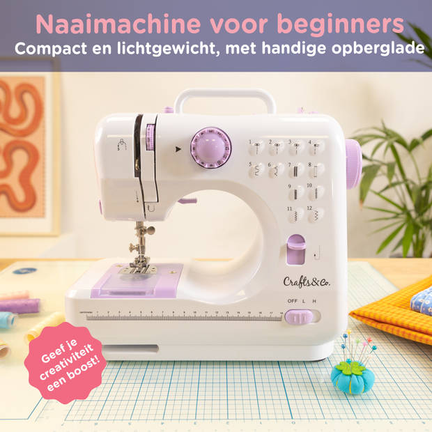 Crafts&Co Naaimachine voor Beginners - 12 ingebouwde steken