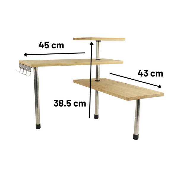 Orange85 Keukenrek - Staand - Aanrecht - Kruidenrek - met 4 Haken - Bamboe