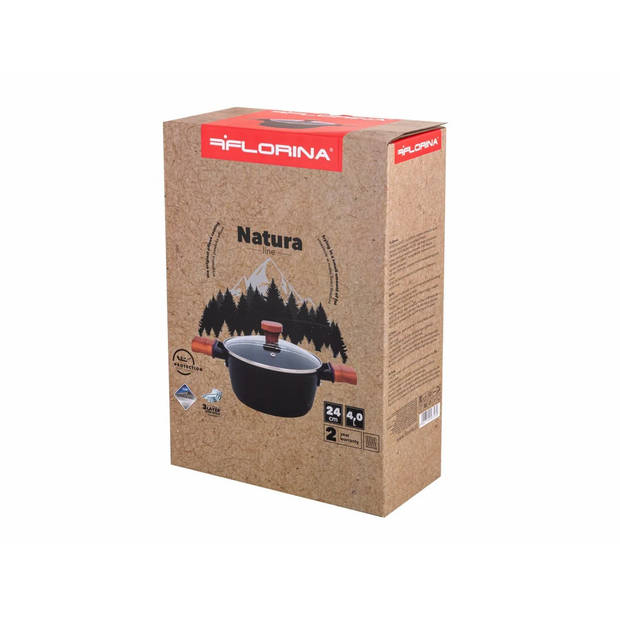 Florina Natura Line Limited Edition kookpan met 3-laags keramische coating 24cm - 3,9L - mat zwart / bruin