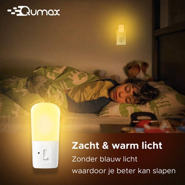 Qumax LED Nachtlampje Stopcontact 4 stuks - Dimbare Nachtlampjes met Sensor - Nachtlampje Babykamer - Nacht Lamp - Dag e