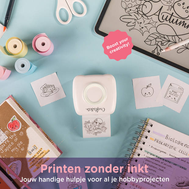 Crafts&Co Mini Pocket Printer - Thermische Printer - DIY Hobby - Sticker Printer - Wit