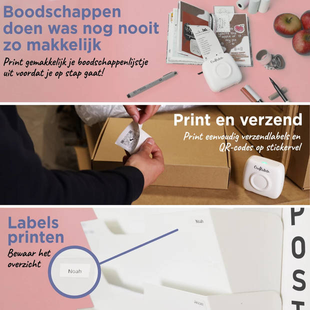 Crafts&Co Mini Pocket Printer - Thermische Printer - DIY Hobby - Sticker Printer - Wit