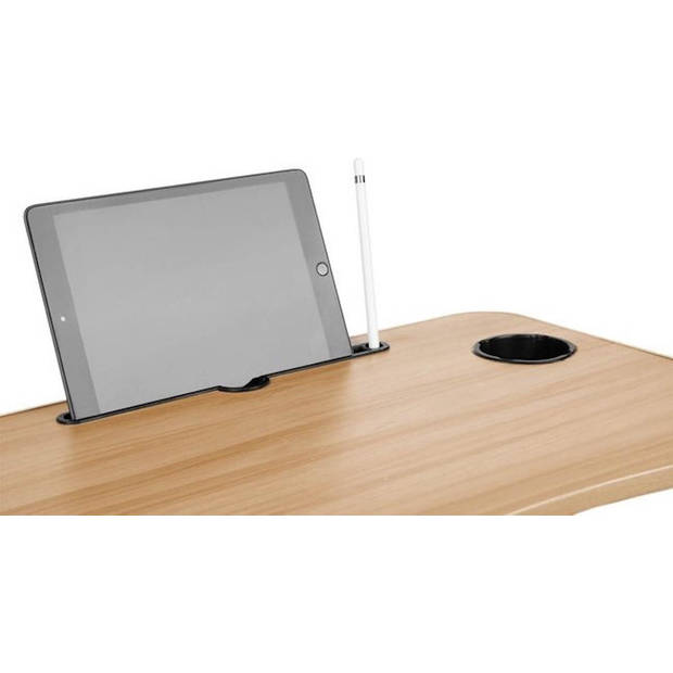 Laptoptafel inklapbaar met beker en tablethouder - lichtbruin