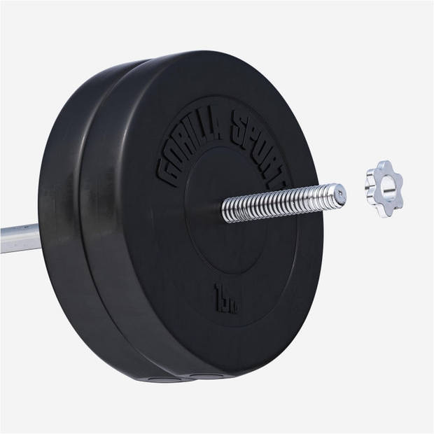 Gorilla Sports Halterschijven Set - Bundel - 30 kg (2 x 15 kg) - Kunststof - 30 mm