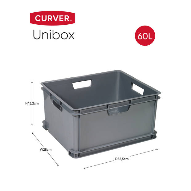 Curver Unibox Classic Opbergbox XL - 3x60L - 52,5x43x28cm - Grijs