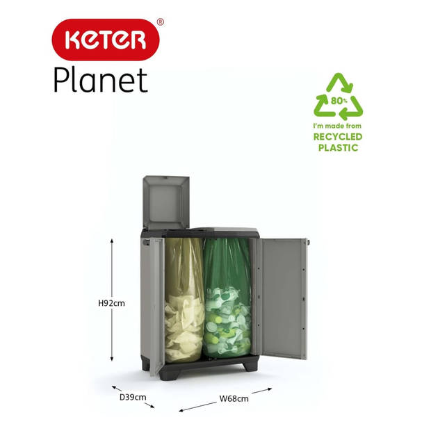 Keter Planet Lage Opbergkast - 68x39x90cm - Grijs/Zwart