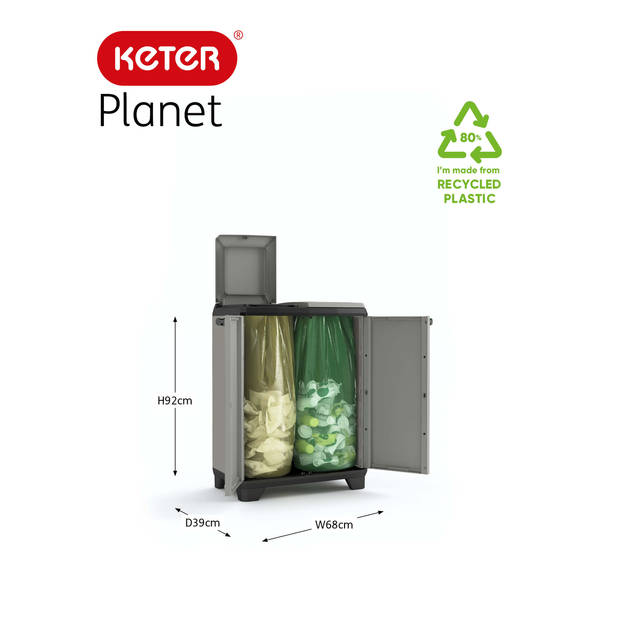 Keter Planet Lage Opbergkast - 68x39x90cm - Grijs/Zwart