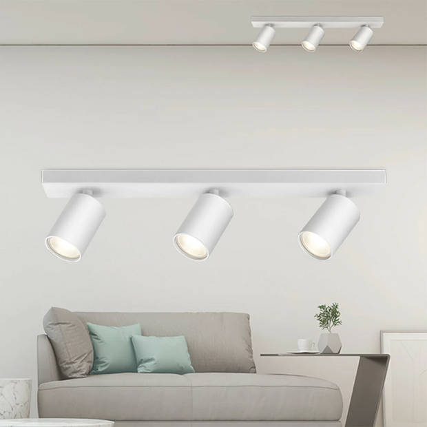 LED Plafondspot - Brinton Betin - GU10 Fitting - 3-lichts - Rond - Mat Wit - Kantelbaar - Aluminium - Philips - CorePro